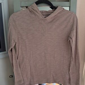 GAP Taupe Hooded Long Sleeve Tee